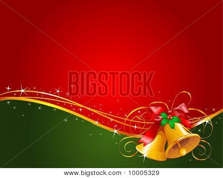 Picture or Photo of Vector Christmas background with gold Christmas bells