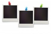 pic of  photo  - illustration of three blank retro polaroid photo frames over white background - JPG 