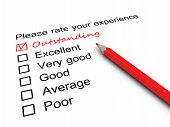 pic of survey  - Survey form with a tick placed in Outstanding checkbox - JPG 