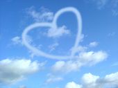 foto of blue sky  - heart in the lovely blue sky filled with clouds - JPG 