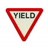 picture of yield  - Give way or yield traffic sign isolated - JPG 