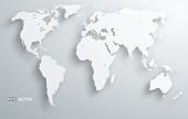 stock photo of illustration  - 3d vector world illustration with smooth vector shadows and white map of the continents of the world - JPG 