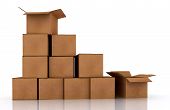 foto of box  - boxes stacked up solated over a white background - JPG 