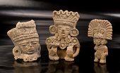 stock photo of pre  - Three Pre Columbian warriors figures made around 600 AD - JPG 