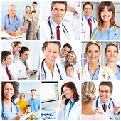 picture of medical doctors  - Smiling medical doctors with stethoscopes - JPG 