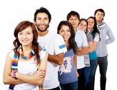 image of group  - group of happy people smiling isolated over a white background - JPG 