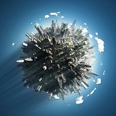 foto of globe  - big city on small planet - JPG 