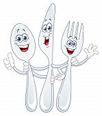 image of pals  - Vector cartoon of spoon knife and fork - JPG 