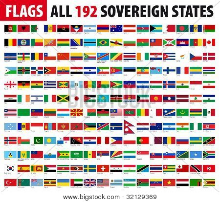 Picture or Photo of All 192 Sovereign States - World Flags Series