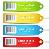 stock photo of code  - illustration of set of colorful tag with bar code sticker - JPG 