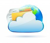stock photo of shares  - Vector illustration of cool cloud based data sharing concept icon - JPG 