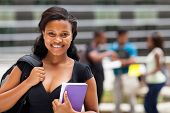 image of college  - female african american college students on modern campus - JPG 