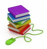 picture of computer  - 3d Computer mouse and color books on white - JPG 