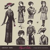 picture of lady  - vector set - JPG 