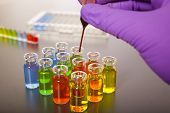 image of science  - laboratory colorful test tubes - JPG 