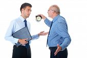 picture of pressure  - manager discipline young office worker for being late - JPG 