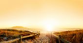 image of beach  - Sunset panorama HDR of a beach near cape town - JPG 