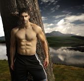 picture of fitness  - Outdoor natural portrait of a gorgeous male fitness model - JPG 