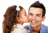 stock photo of bond  - Girl kissing her father  - JPG 