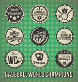 image of world  - Collection of vintage style baseball world champion labels and icons - JPG 