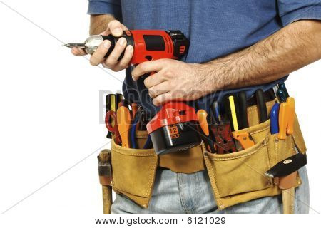 Picture or Photo of Close up on handyman tools on white background