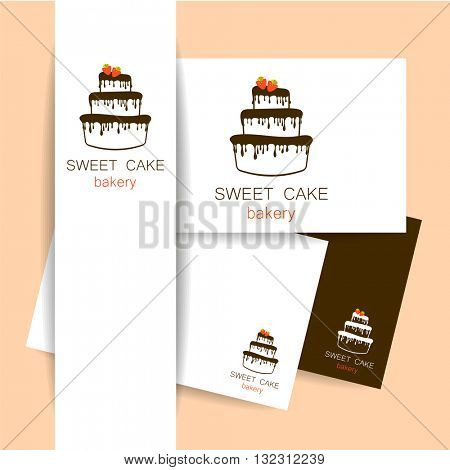 Sweet Cake Bakery Shop Logo Template Identity Presentation Logo