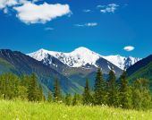 picture of blue sky  - Landscape with snowy mountain and blue sky - JPG 
