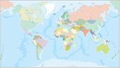 stock photo of longitude  - World map with all states major rivers and lakes - JPG 