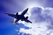 picture of blue sky  - Airplane on blue sky - JPG 