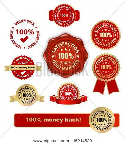 Picture or Photo of Money back satisfaction vector labels