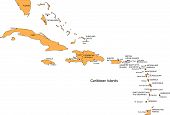 stock photo of map  - Caribbean Sea Islands - JPG 