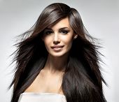 picture of model  - Fashion model with long straight hair - JPG 