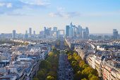 picture of france  - skyline of Paris city  towards La Defense district - JPG 
