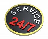 image of  photo  - 24 hours seven days a week service sign over white - JPG 