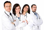 foto of medical doctors  - medical team with male and female doctors over a white background - JPG 