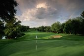 image of golf  - a fairway leads to a green on the golf course at the interlachen country club - JPG 