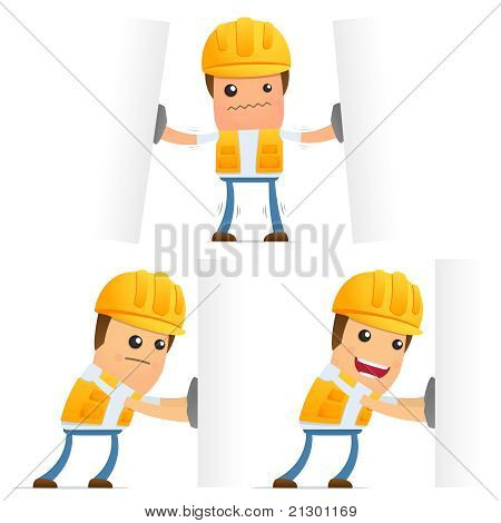 Picture or Photo of Set of funny cartoon builder in various poses for use in presentations, etc.