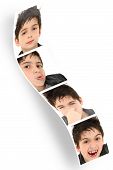 foto of  photo  - Multiple child faces and expressions on photo booth strip over white - JPG 