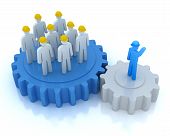 foto of business concept  - Leader is managing his work team 3D image render over white - JPG 