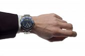 foto of watch  - business man hand with wrist watch on white - JPG 
