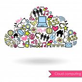 picture of computer  - Cloud computing and social media concept - JPG 