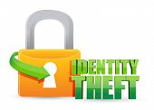 picture of security  - secured identity theft Gold lock illustration design over a white background - JPG 