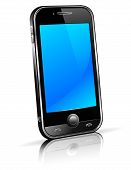 picture of phone  - Stylish modern cell mobile phone on a white background with reflection - JPG 