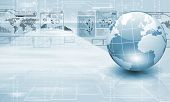 picture of globe  - Blue globe on the digital technology background - JPG 