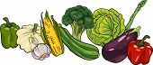 image of food  - Cartoon Illustration of Vegetables Food Object Big Group - JPG 