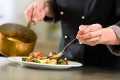 pic of restaurant  - Chef in hotel or restaurant kitchen cooking - JPG 