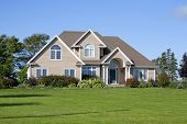 stock photo of home  - Exterior of a detached modern north American family home in a rural setting - JPG 