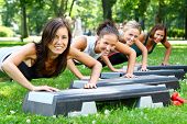 picture of group  - young and attractive people group doing fitness exercises - JPG 