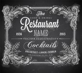 pic of art  - Vintage frame with floral ornament with grunge background for restaurant name design - JPG 