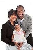 foto of family  - Portrait of Happy Smiling African American Family Isolated on White Background - JPG 